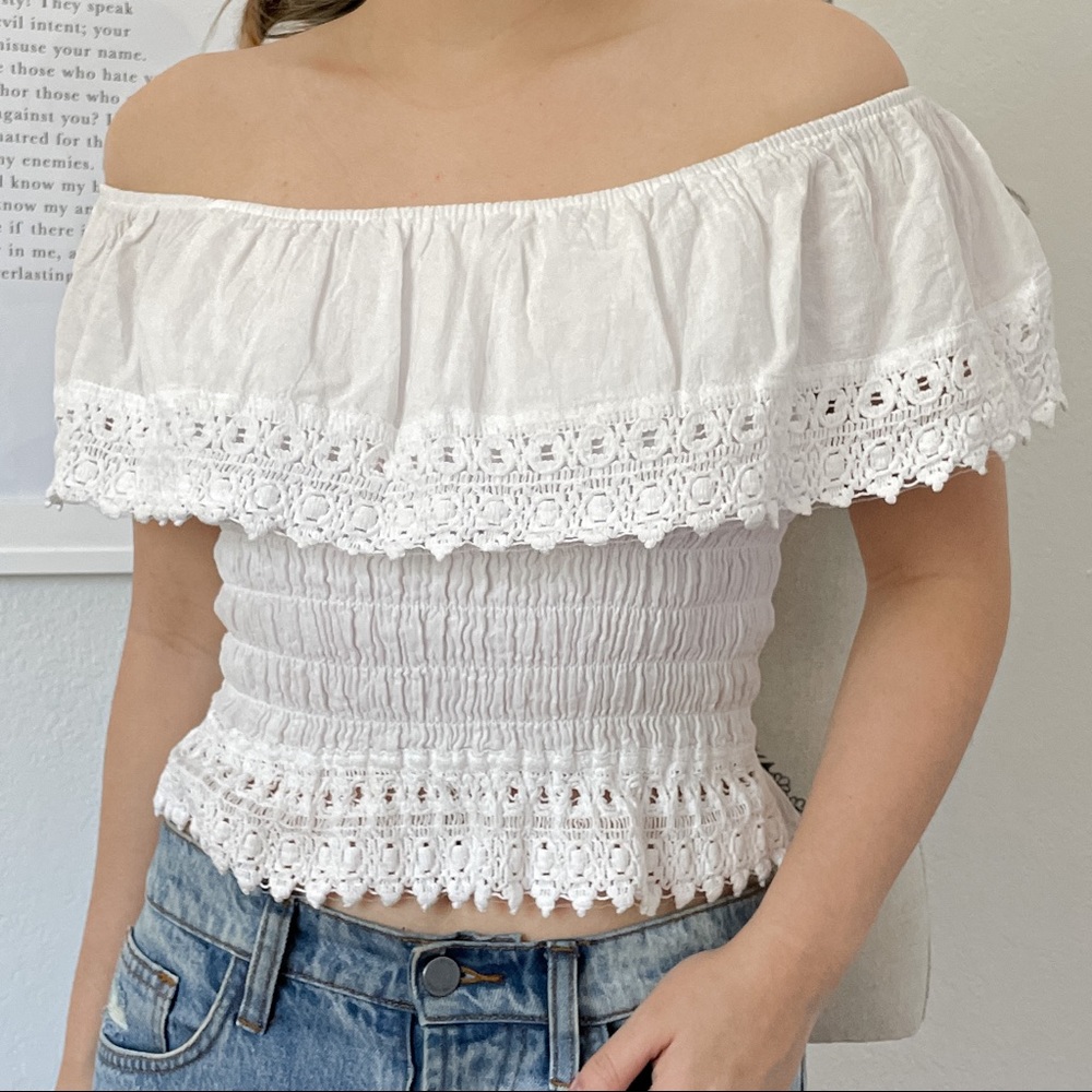 Ecuadorian White Peasant Off-the-Shoulder Top